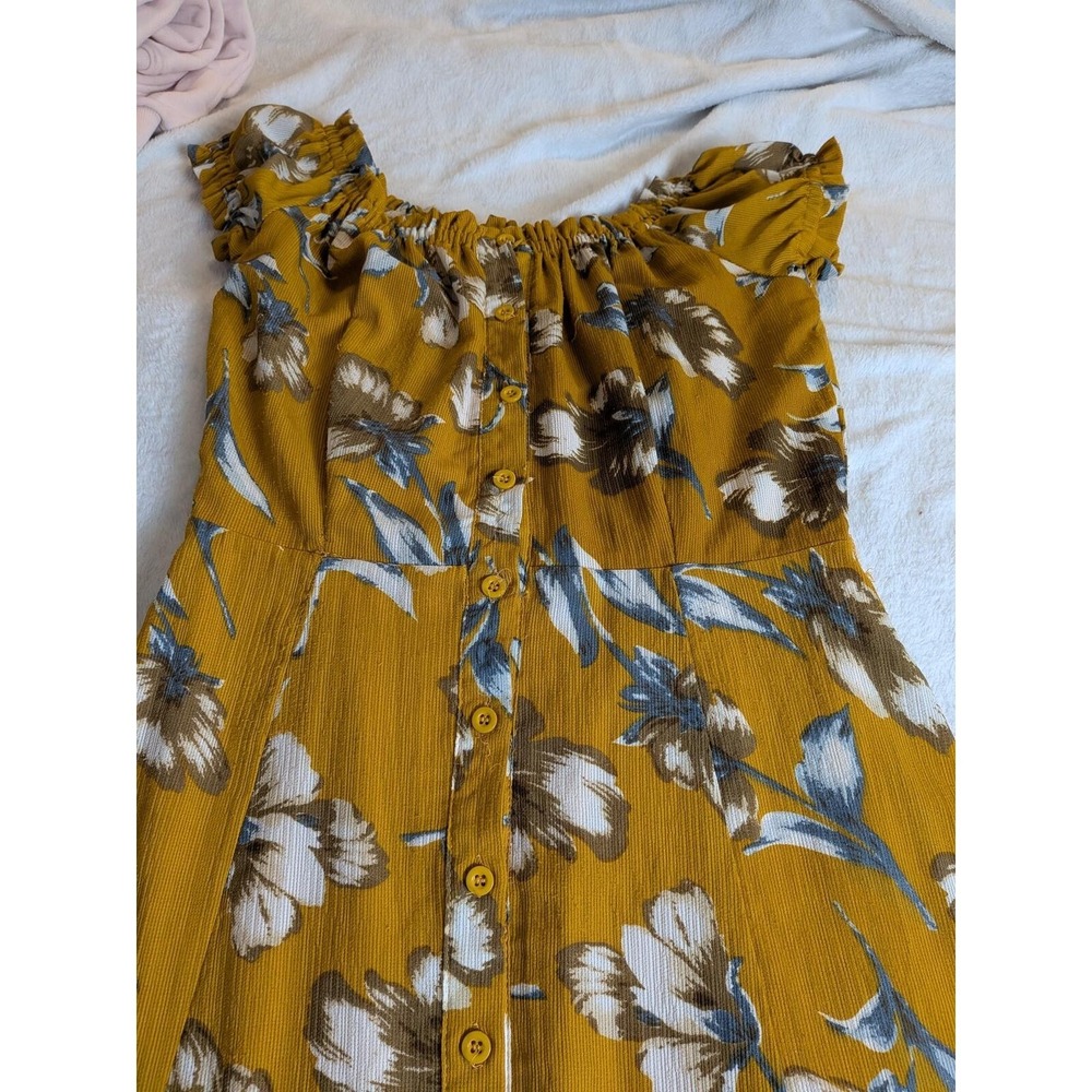 Free People Catch Me Midi Dress Yellow Summer Sun Dress Size Small *Minor Flaws*